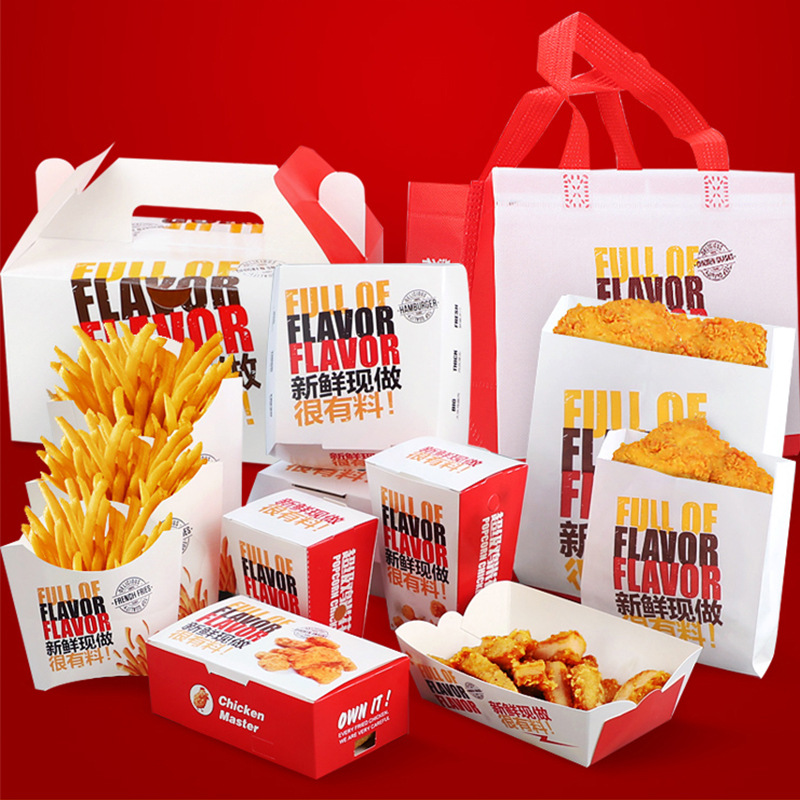 Cibo personalizzato Kraft Paper Box Box Fried Chicken Burger Boxaging Box Fritta Fritta Fritta Pizza Octopus Balline