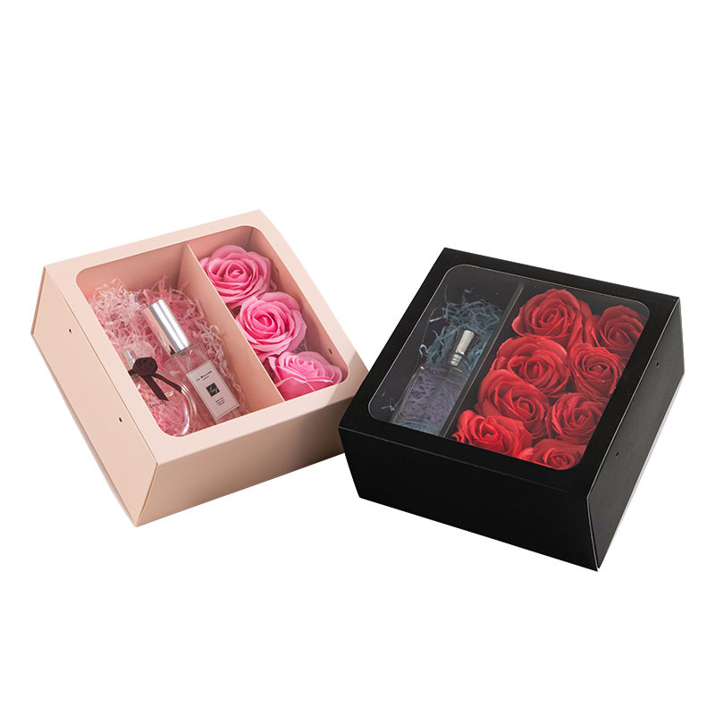 Pullo-out Flower Box Transparent Portable Gift Rose Box Regalo Gift Packaging Black Powder Supplies Cartone